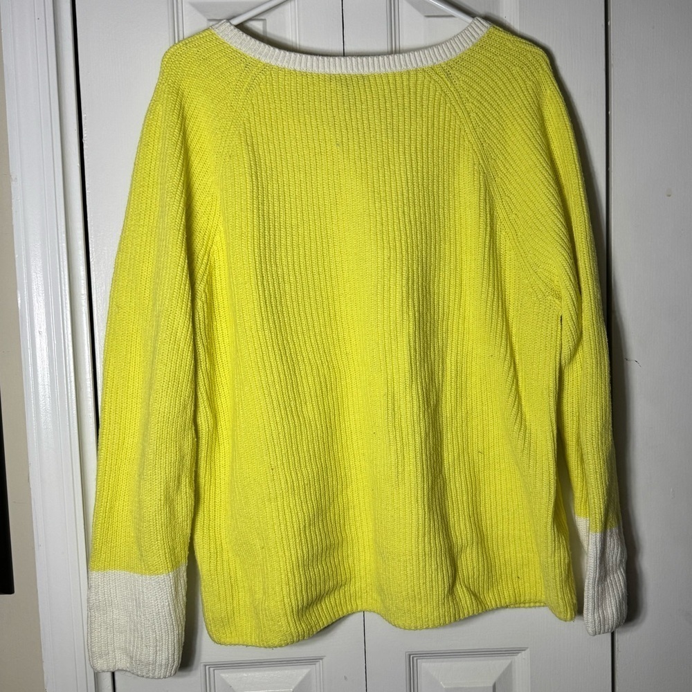 Talbots Yellow Ribbed V-Neck Sweater - Picture 3 of 4